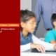 Two students engaged in e-learning on laptops under the supervision of a teacher, with the text 'E-Learning vs. Traditional Learning: What’s the Future of Education in India?'