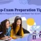 Students studying together with notes, books, and digital tools, highlighting top exam preparation tips for better scores