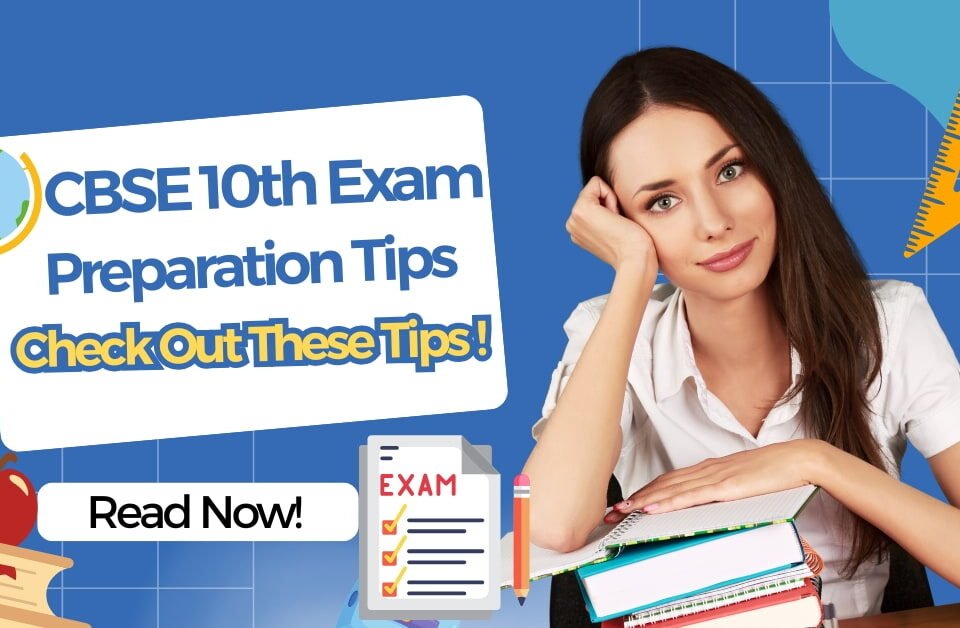 CBSE 10th exam preparation tips with a focused student studying, surrounded by books and study materials, ideal for exam success.