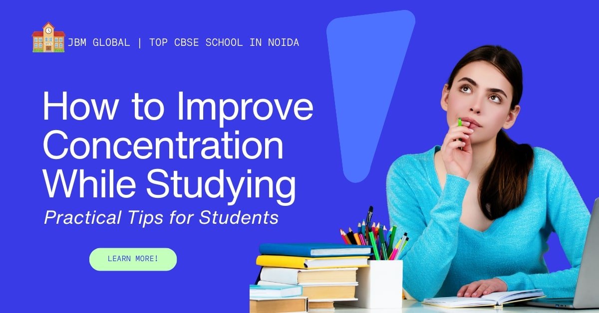 Female student focusing at her study desk with books, representing how to improve concentration while studying.