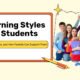 Group of students holding books and celebrating, representing different learning styles of students.