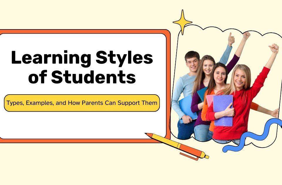 Group of students holding books and celebrating, representing different learning styles of students.